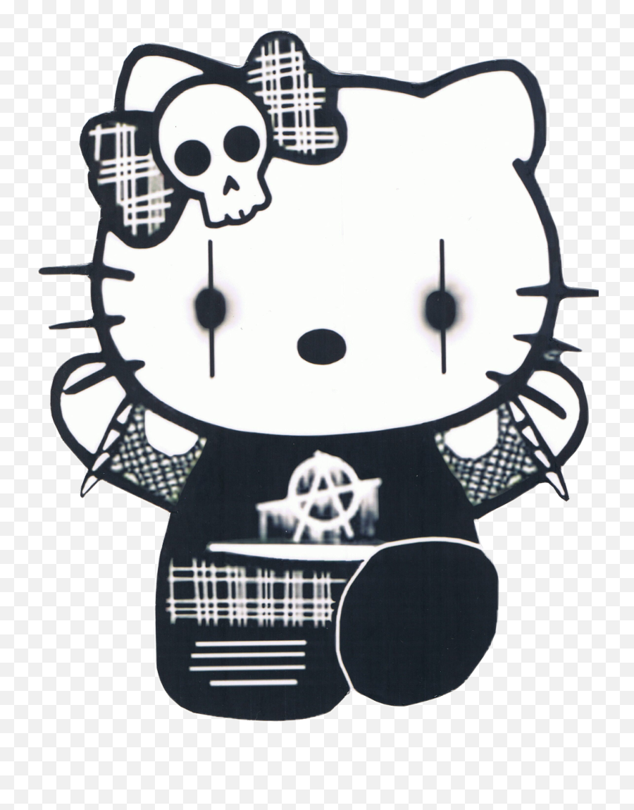 Goth Gothic Hellokitty Sanrio Black Satanic Satan White - Hello Kitty Cartoon Character Png,Fishnet Pattern Png