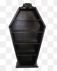 Download Coffin Shelf - Black Coffin Bookcase Full Size Shelf Png,Bookcase Png