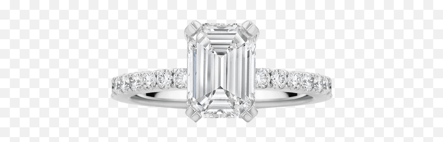 Elegant Emerald Cut Engagement Rings - Coloured Emerald Cut Engagement Rings Png,Halo Ring Png