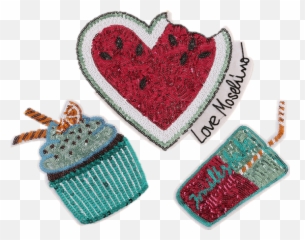 Big Sequins Fruits Watermelon Patches - Heart Png,Sequins Png