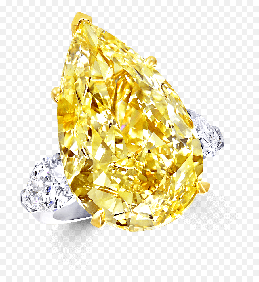 Pear Shape Yellow And White Diamond Ring Graff - Graff Yellow Pear Diamond Png,White Diamond Png