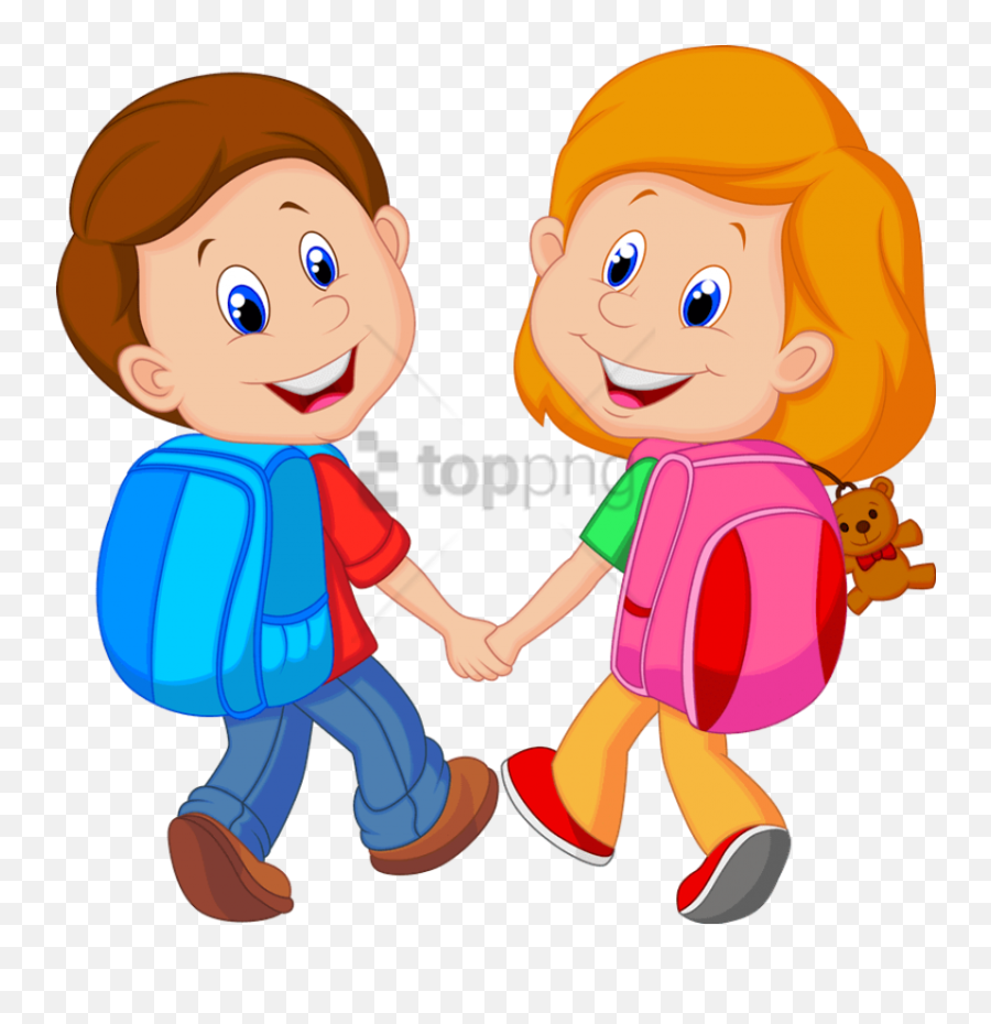 Free Png School Kids Clip Art Image With Transparent - Kids With School Bag Clipart,School Kids Png