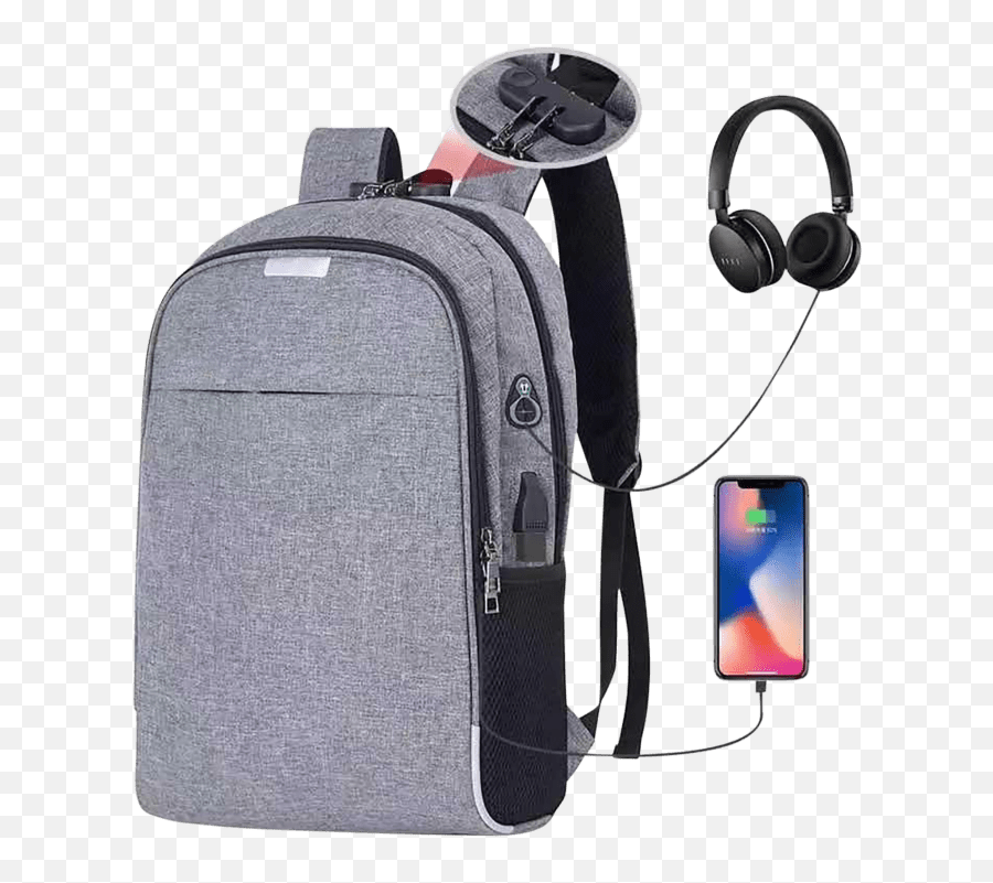Water Resistant Travel Backpack With Usb Charging Port And - Backpack Smart Bag Png,Incase Icon Slim Backpack