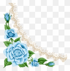 Mq - Blue Transparent Flower Border png
