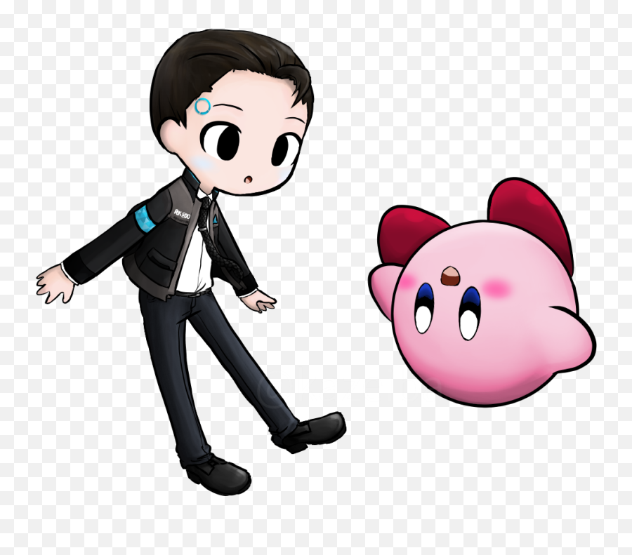 Connor Meets Kirby Because Cute Things - Kirby Cute Fanart Png,Detroit Become Human Png