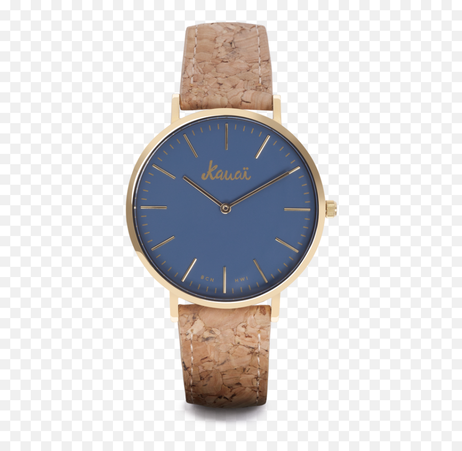 Fine Case Watch In Navy Blue And Cork - Moana Blue Hwi Watch Png,Moana Transparent Background