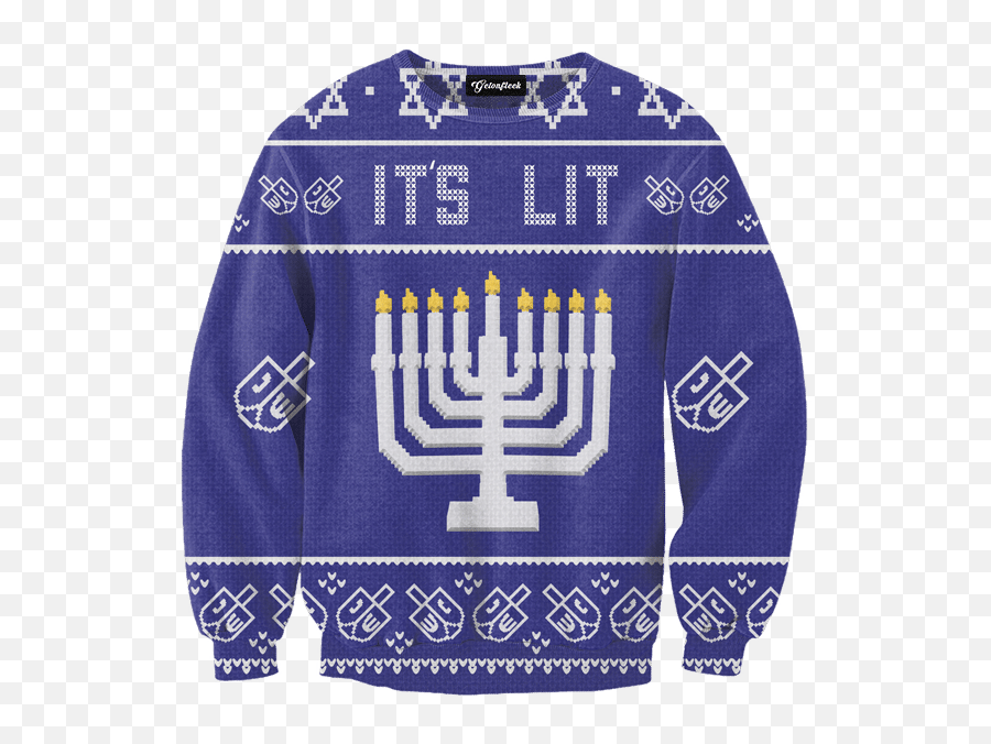 Its Lit Ugly Christmas Sweater - Getonfleek Its Lit Hanukkah Sweater Png,Ugly Christmas Sweater Png