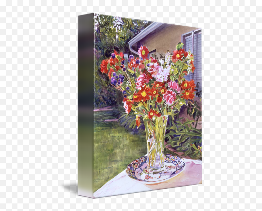 Watercolor Flowers In Glass Fa By David Lloyd Glover - Still Life Photography Png,Watercolor Rose Png