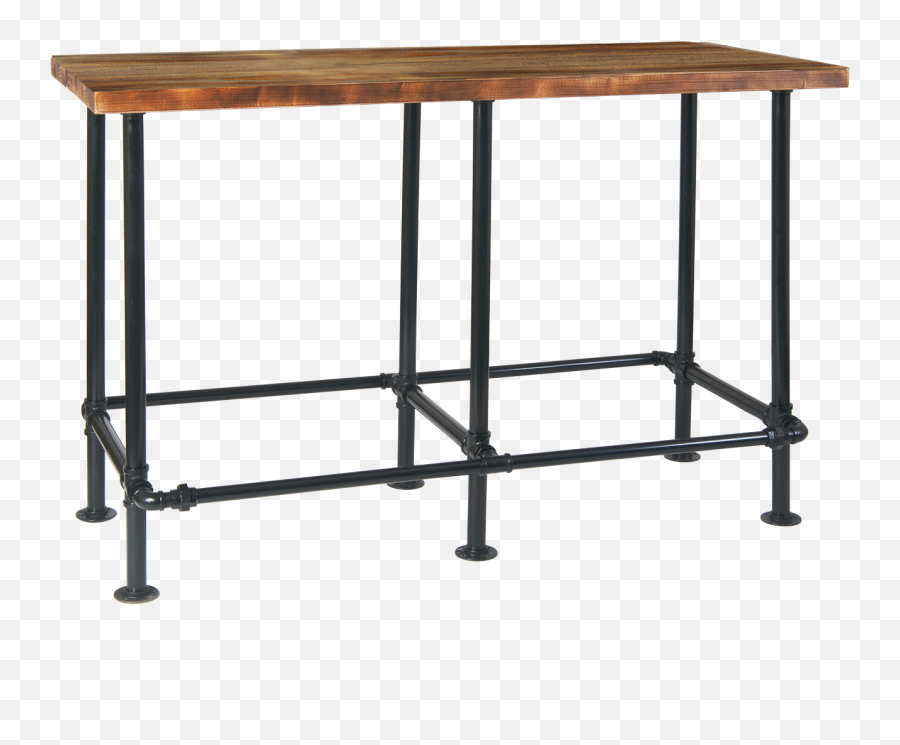 25 X 63 Pinewood Table Top W Black Pipe Metal Base In Bar - Industrial Bar Height Table Png,Wood Table Png