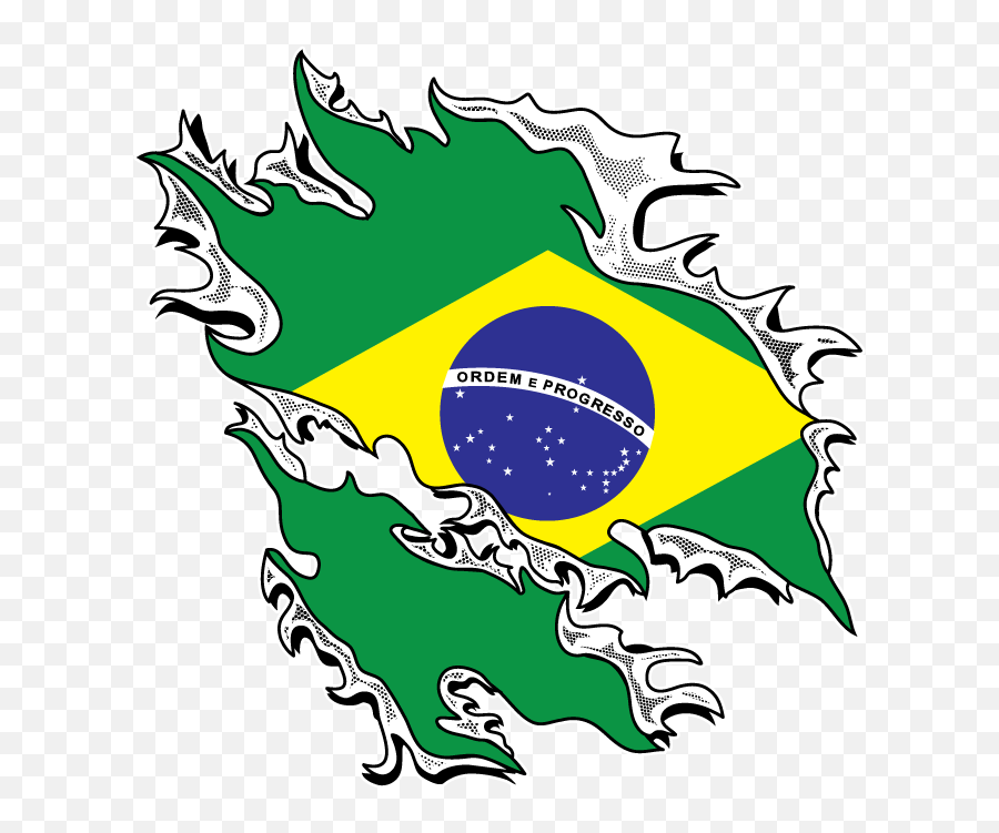 Brazilian Flag Tear Design República Federativa Do - Brazil Brazil Flag Various Design Png,Brazil Png