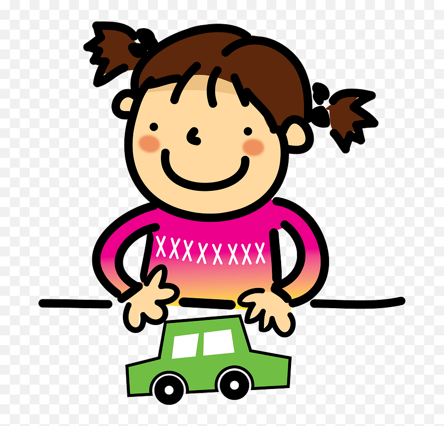 Girl Plays With A Toy Car Clipart Free Download Transparent - Girl With Toy Car Clipart Png,Toy Car Png