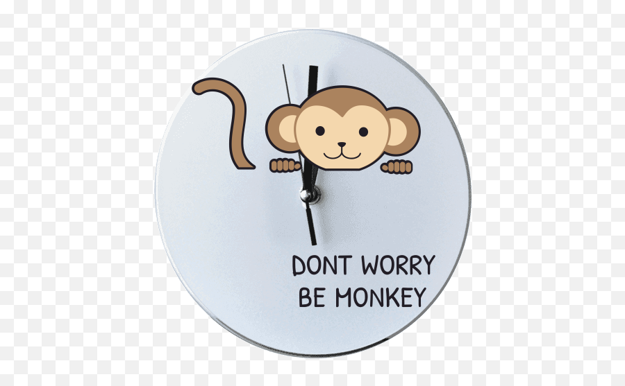 Round Wall Clock With Printing Be Monkey - Cartoon Png,Monkey Logo