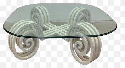 Vintage Graphic Scroll Metal Coffee Table - png