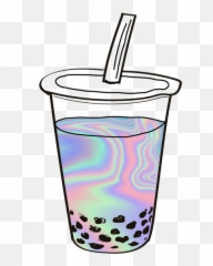 Holographic Bubble Tea Mini Art Print - Highball Glass Png,Bubble Tea Transparent