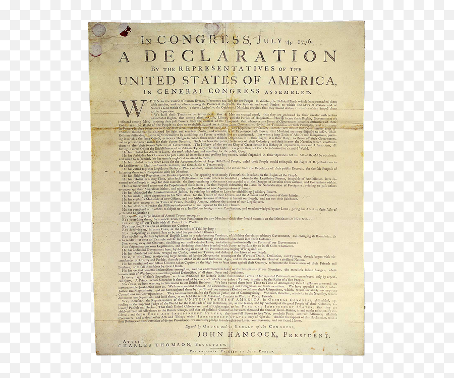 Dunlap Broadside Declaration Of Independence 1776 - Declaration Of Independence Text Png,Declaration Of Independence Png