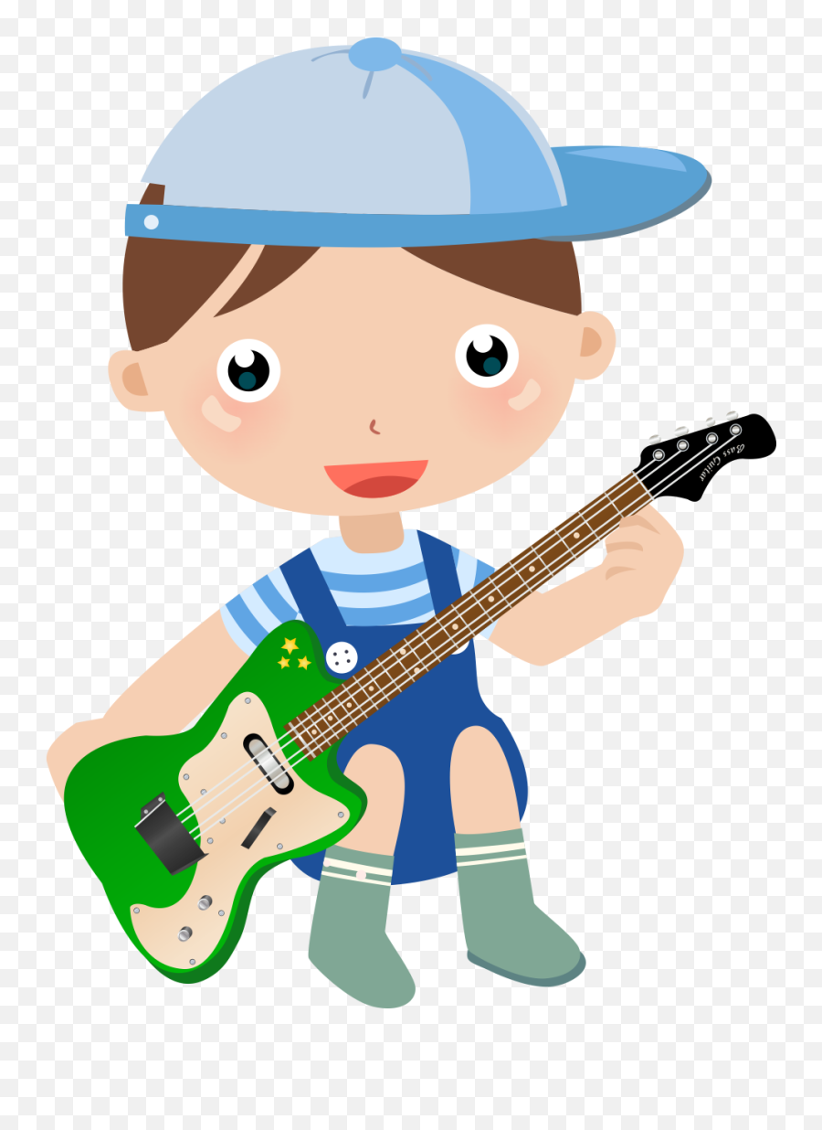 Download Boy Little Cartoon Guitar Child Playing Clipart Png - Desenho De Guitarra Png,Little Boy Png