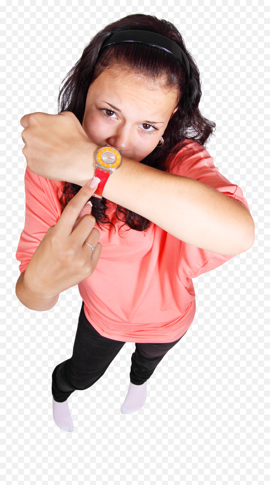 Happy Young Girl Pointing Finger - Pngpix Happy Girl With Watch,People Eating Png