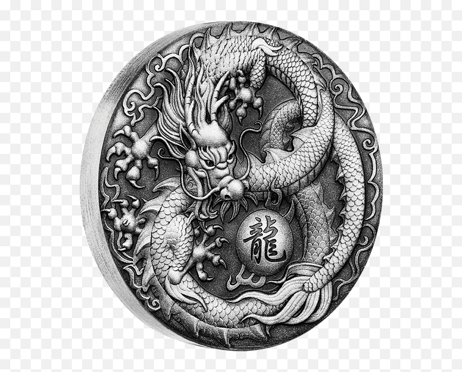 Dragon - 2017 2 Oz Pure Silver Antiqued Coin Tuvalu The Silver Coin Dragon Png,Witcher 3 Swirl Icon