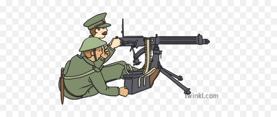 Wwi Vickers Machine Gun Illustration - Ww1 Vickers Machine Gun Png,Machine Gun Png