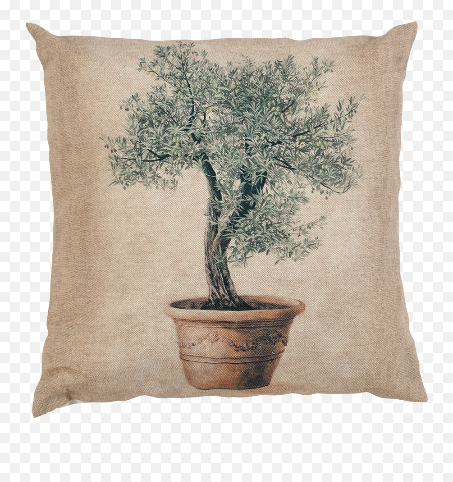 A Cotton And Linen Cushion With An Olive Tree Pattern - Cushion Png,Olive Tree Png