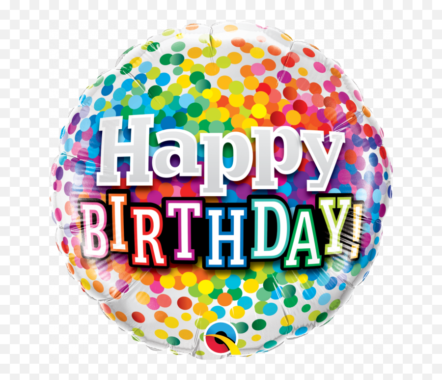 Happy Birthday Confetti Round Microfoil Balloon - Rainbow Happy Birthday Png,Birthday Confetti Png
