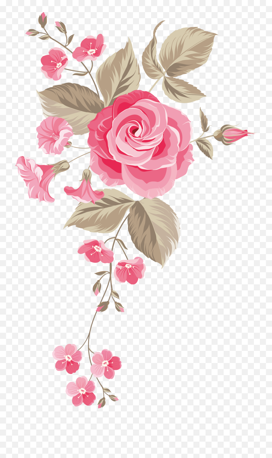 Free Floral Png Transparent - Transparent Pink Flower Png,Rose Flower Png