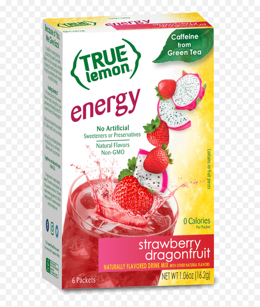 True Lemon Energy Strawberry Dragonfruit - True Lemon Raspberry Lemonade Png,Strawberry Transparent Background