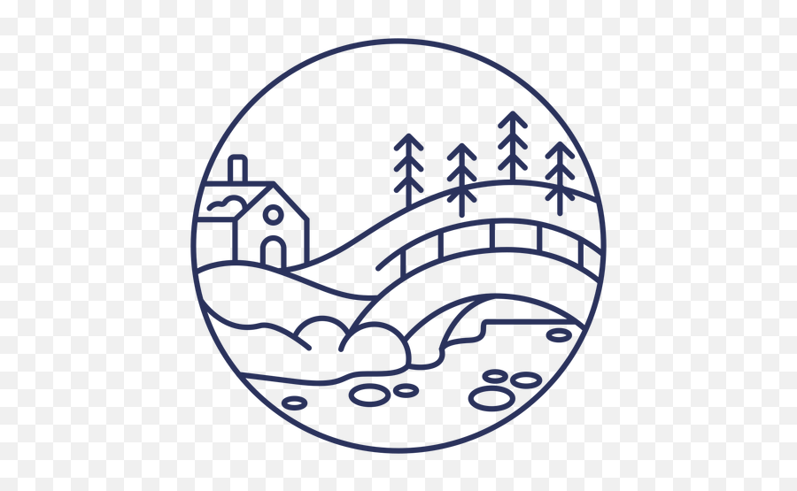 Snow Landscape House Bridge Stroke - Transparent Png U0026 Svg Circle,Landscape Png