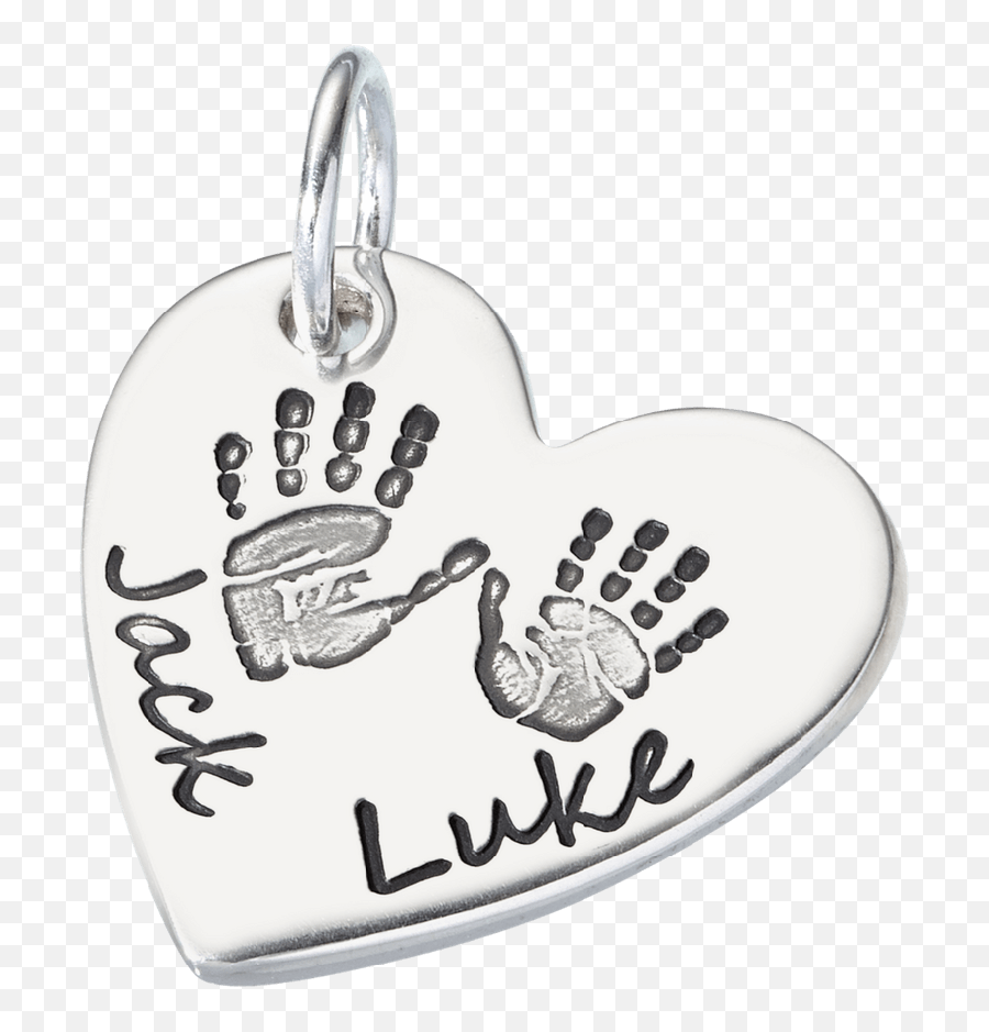 Double Heart Png - Child Handprint With Heart Png Locket Solid,Double Heart Png