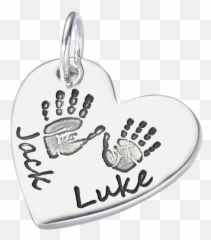 Double Heart Png - Child Handprint With Heart Png Locket Solid