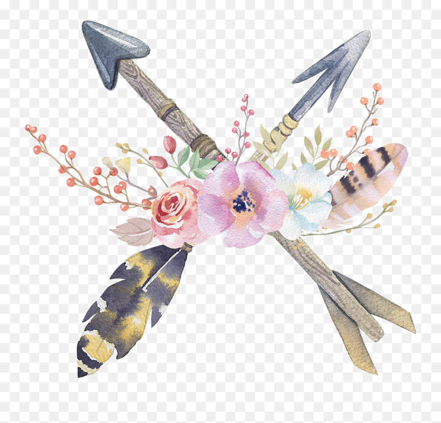 Retro Nostalgia Flower Feathers Arrow - Sticker Laura Png,Feathered Arrow Png