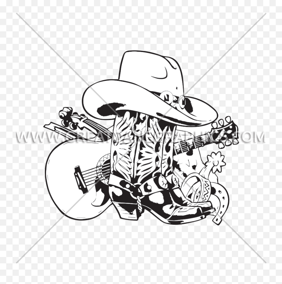Cowboy Boot Collage Production Ready Artwork For T - Shirt Black And White Cowboy Boots Hat Png,Cowboy Boots Transparent