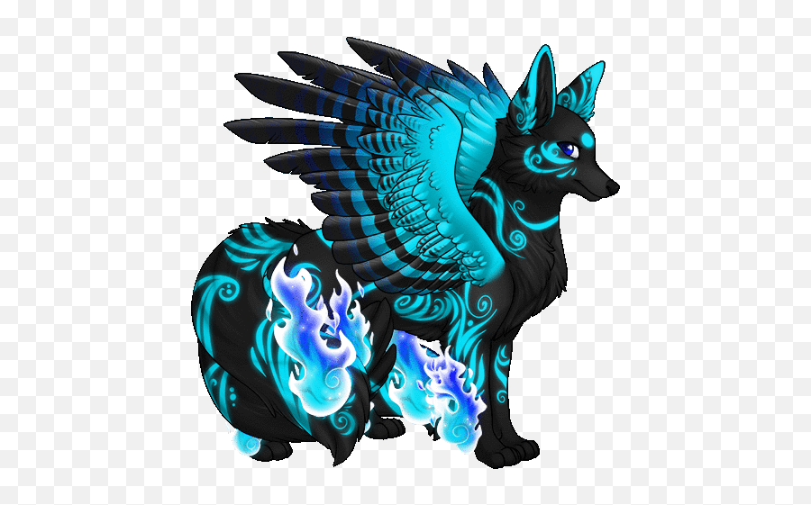 He Is Hot Litarally A Blue Fire Wolf Dragon Sticker - Anime Cute Wolf Dragon Png,Wolf Icon Tumblr