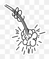 Swirly Cloud Comic Sticker - Line Art png
