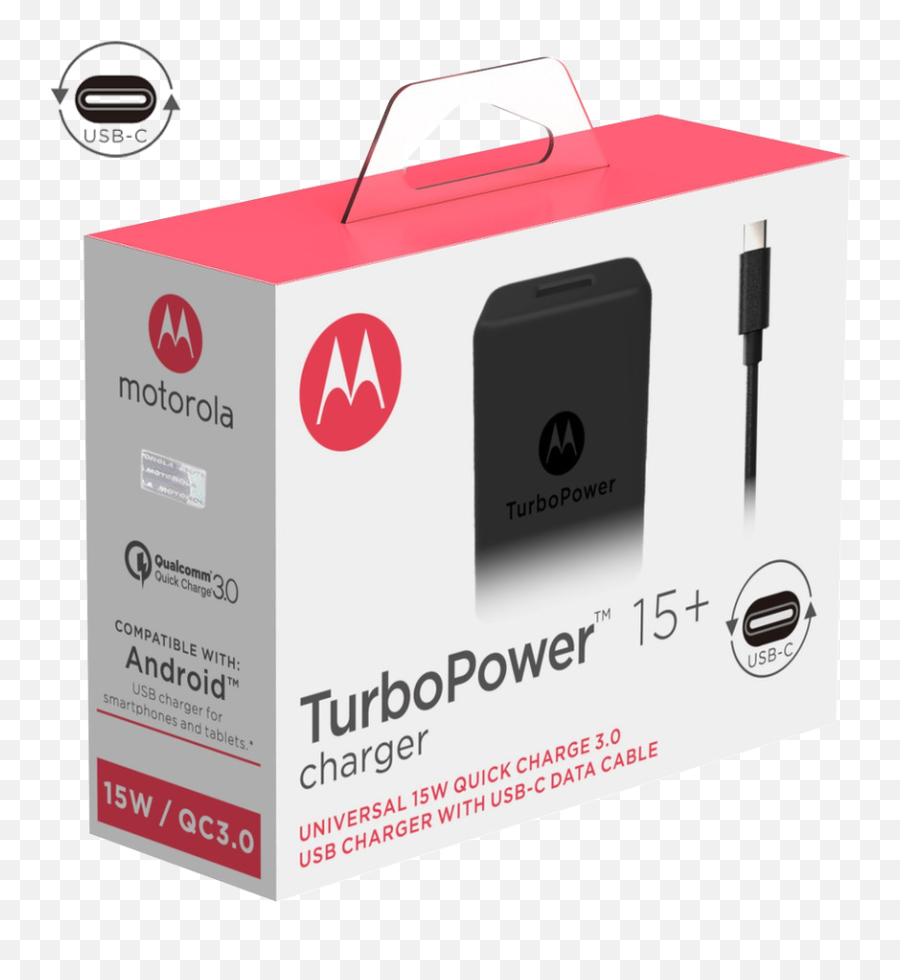 Motorola Turbopower 15 Mobile Wall Charger Usb - C Cable Turbo Power Charger Motorola Png,Motorola Logo Png