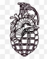 Download Clipart Transparent Library Tattoo Weapon Hand - Human Heart Coloring Pages Png,Grenade Transparent Background