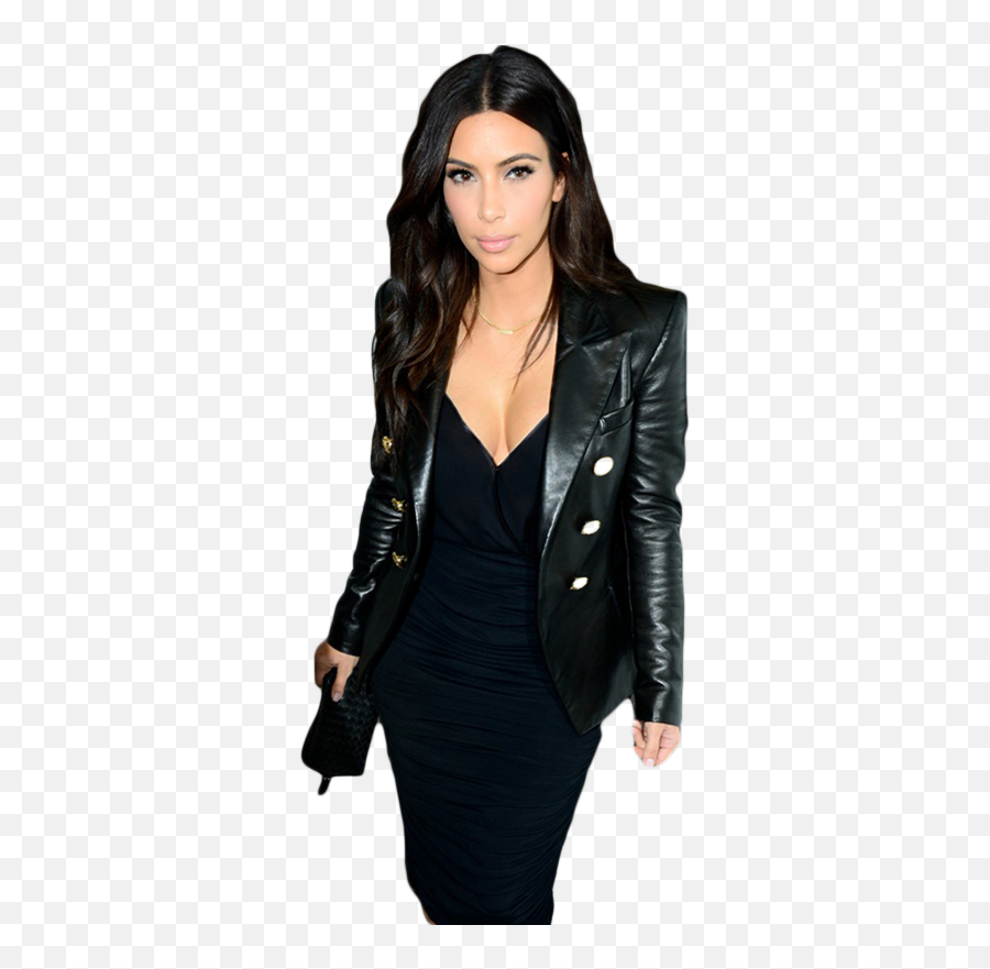 Download Fabulous Paris Kim Kardashian - Kim Kardashian Leather Jacket Black Dress Png,Straight Jacket Png