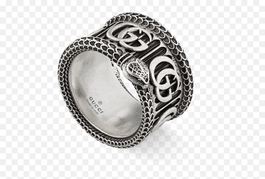Gucci Gg Marmont Sterling Silver Snake Ring - Gucci Silver Ring With Double G Png,Gucci Snake Logo