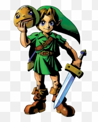Link With The Goron Mask Poor - Legend Of Zelda Mask Link Png,Majora's Mask Png
