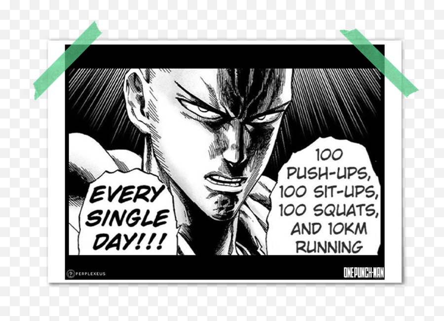 One Punch Man Saitama U201c100 Push - Ups Every Single Dayu201d Poster 100 Push Ups 100 Sit Ups One Punch Man Png,One Punch Man Logo