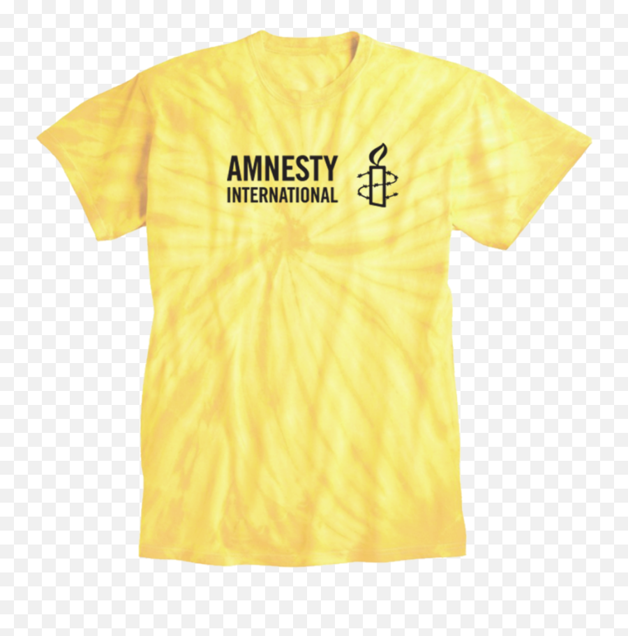 Yellow Tie Dye Shirt With Amnesty - Short Sleeve Png,Amnesty International Logo