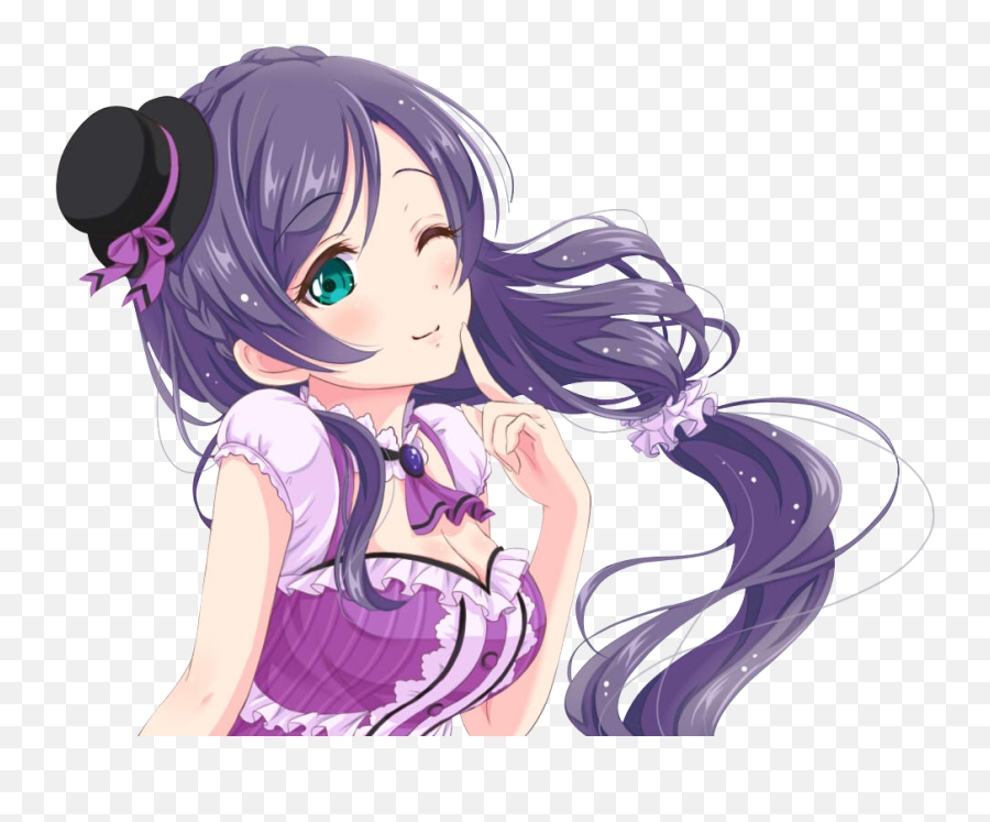 Download Nozomi Tojo Png - Cute Anime Girl With Purple Hair,Nozomi Tojo Png