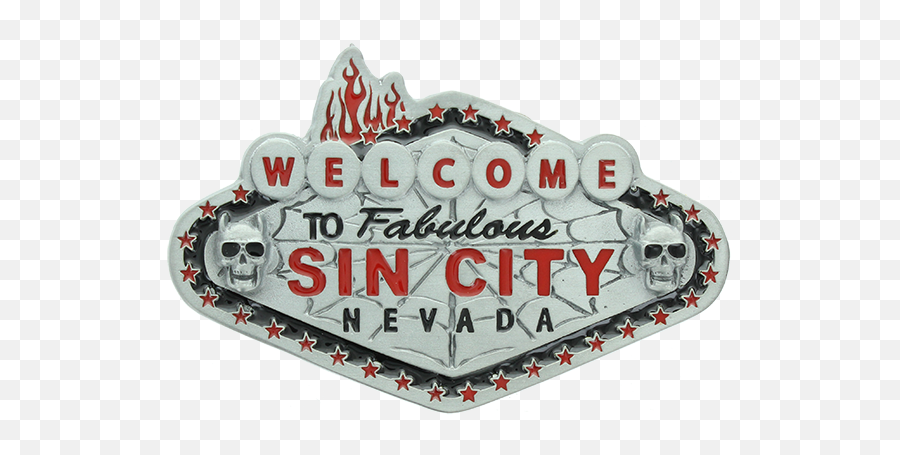 Welcome To Sin City Belt Buckle - Automotive Decal Png,Sin City Logo