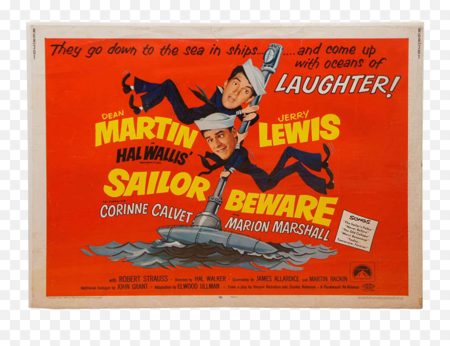 1952 Dean Martin Jerry Lewis - Sailor Beware 1952 Poster Png,Paramount Movie Posters Icon