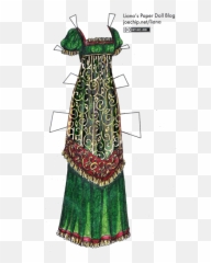 Victorian Fashion Vintage Outfits - Forest Green Dress With Gold Trim png
