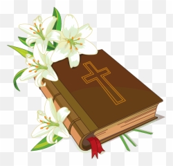 Christian Bible And Flowers Clipart - Bible And Cross Png,Bible Clipart Png