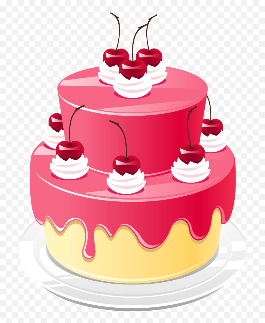 Slice of Pink Cake with White Frosting Clip Art - Slice of Pink Cake with  White Frosting Image