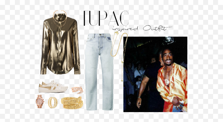 Download Tupac Shakur Inspired Outfit - Saint Laurent Metallic Shirt Png,2pac Png
