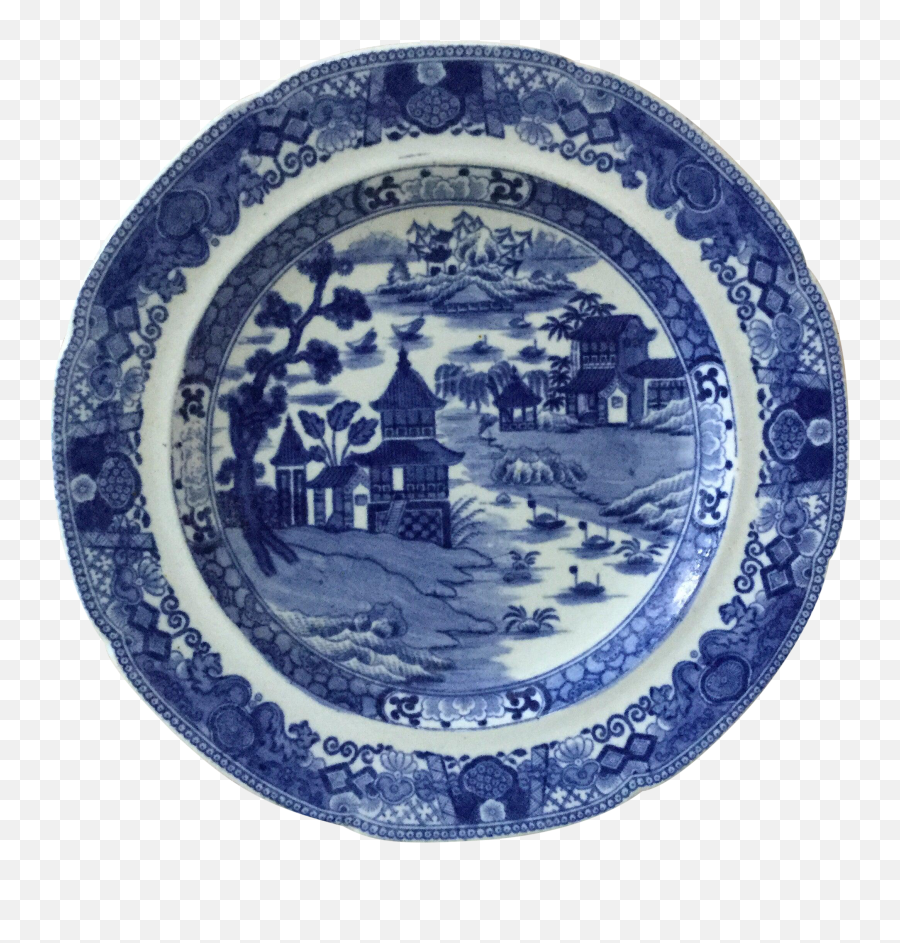 19th Century English Chinoiserie Blue - Blue And White Porcelain Png,White Plate Png