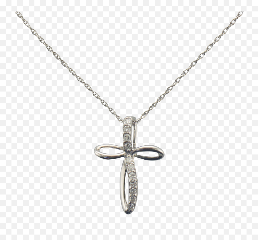 14k Diamond Cross Necklace - Pendant Png,Cross Necklace Png
